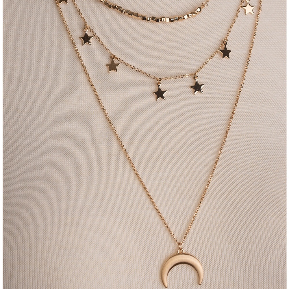 To the moon and back three layer necklace